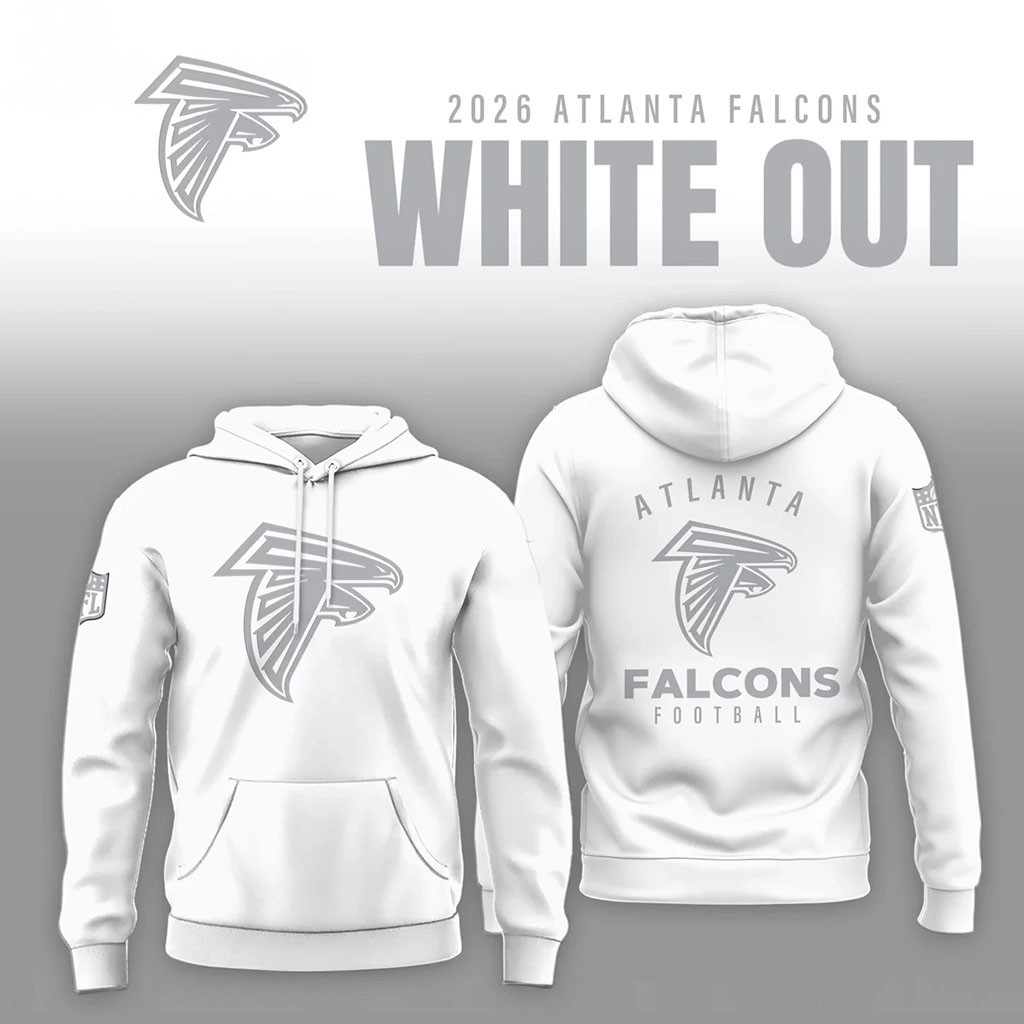 Atlanta Falcons 2026 White Out Hoodie Atlanta Falcons Merch Gifts For Football Fan