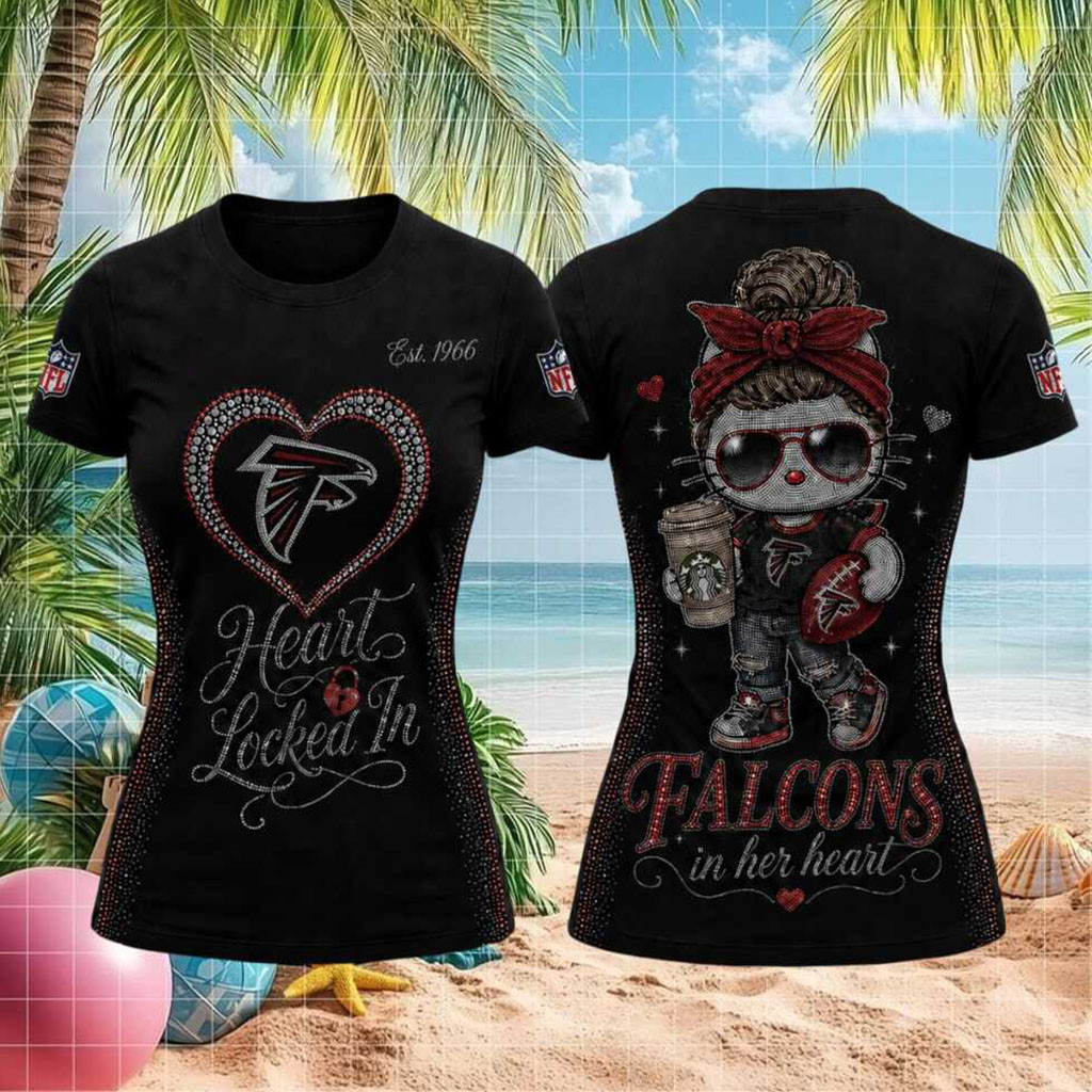 Atlanta Falcons Hello Kitty Heart Locked In Shirt Atlanta Falcons Merch Gift For Football Fans
