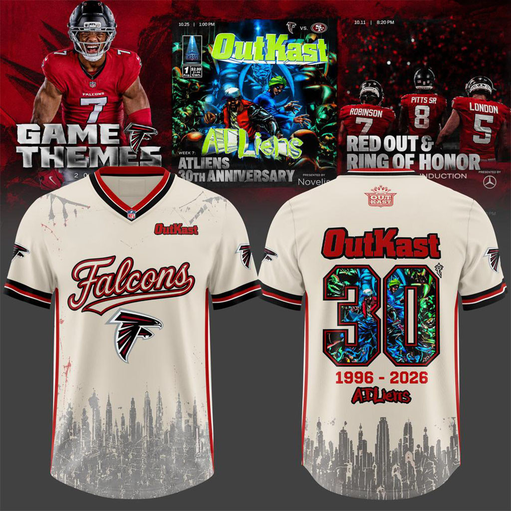 Atlanta Falcons Merch X OutKast ATLiens 30th Anniversary 2026 Football Jersey Gifts For Fans
