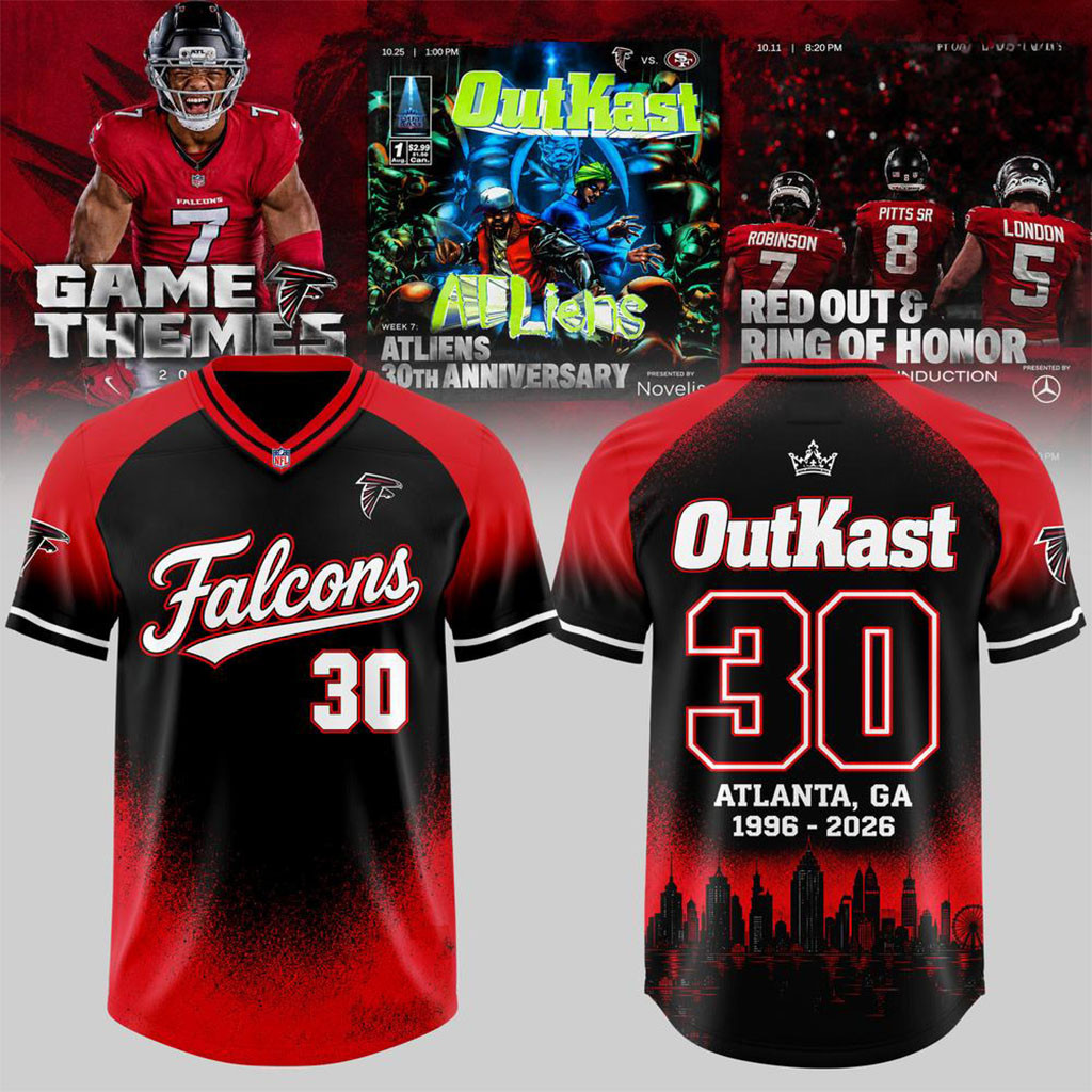 Atlanta Falcons x OutKast ATLiens 30th Anniversary 2026 Football Jersey Fan Merch Gifts Atlanta Falcons x OutKast ATLiens 30th Anniversary 2026 Football Jersey Fan Merch Gifts