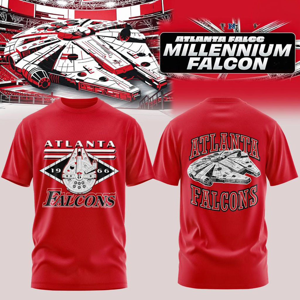Atlanta Falcons X Star Wars Millennium Falcon Red T-Shirt Atlanta Falcons Merch Gift For Fans