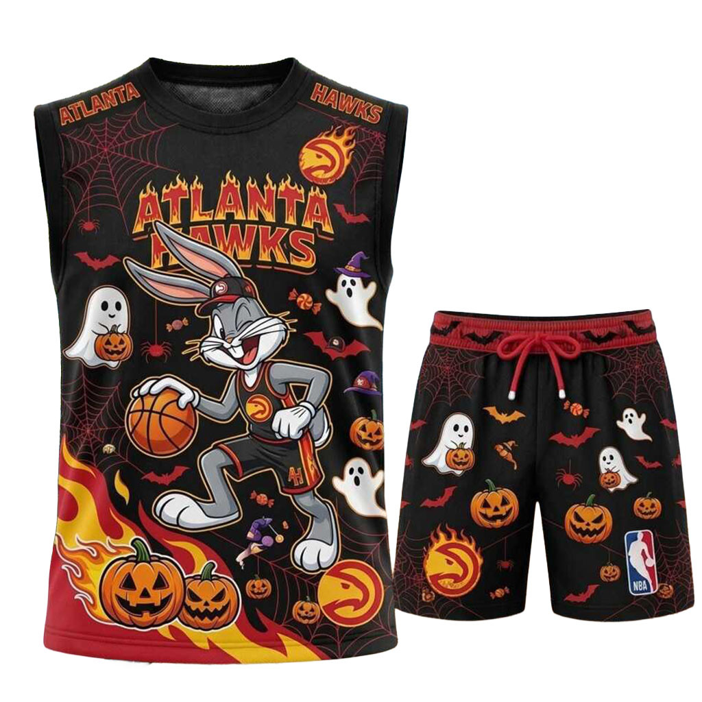 Atlanta Hawks Bugs Bunny Halloween Tank Top And Shorts Set Atlanta Hawks Merch Fan Gifts