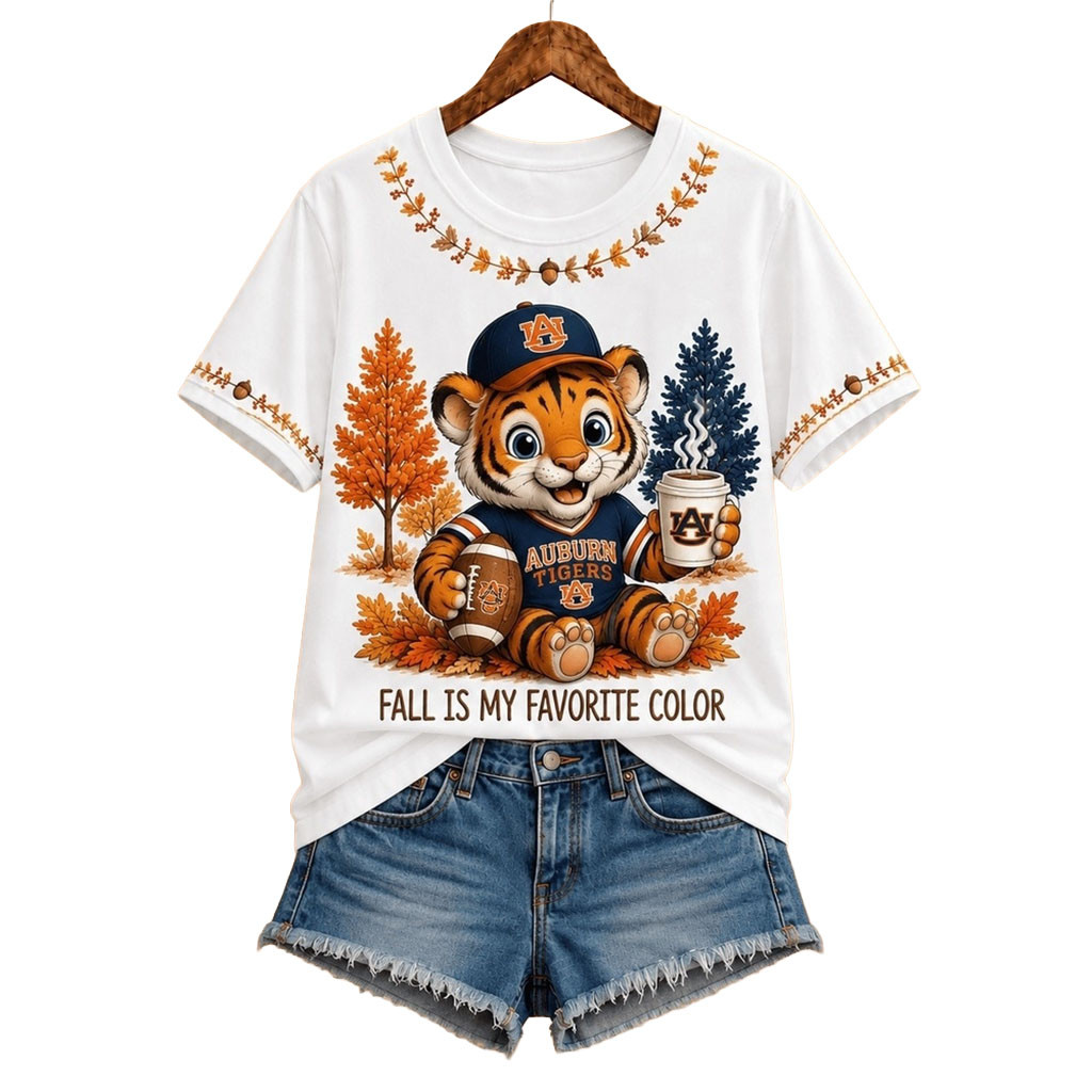 Auburn Tigers Fall Is My Favorite Color T-Shirt Auburn Tigers Merch American Football Gift Idea