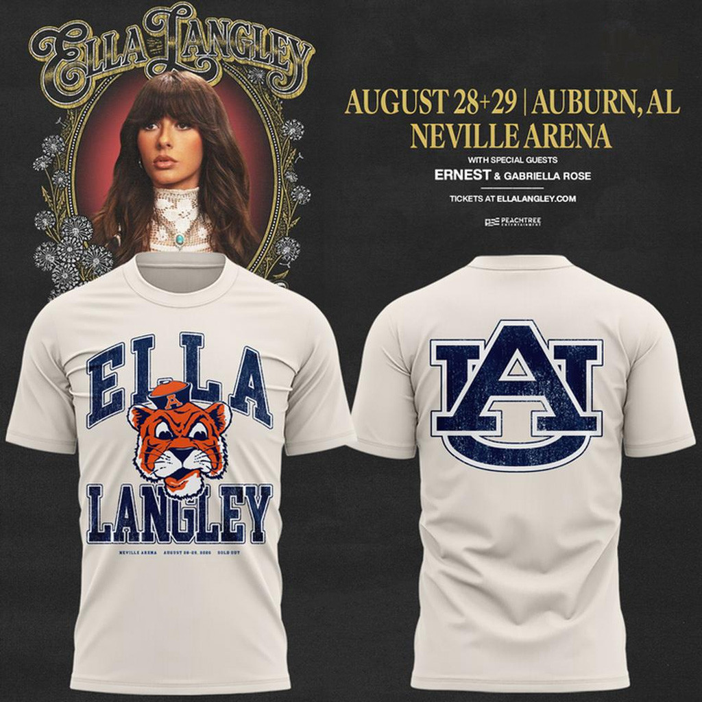 Auburn Tigers X Ella Langley Merch 2026 The Dandelion Tour T-Shirt Music Concert Outfits