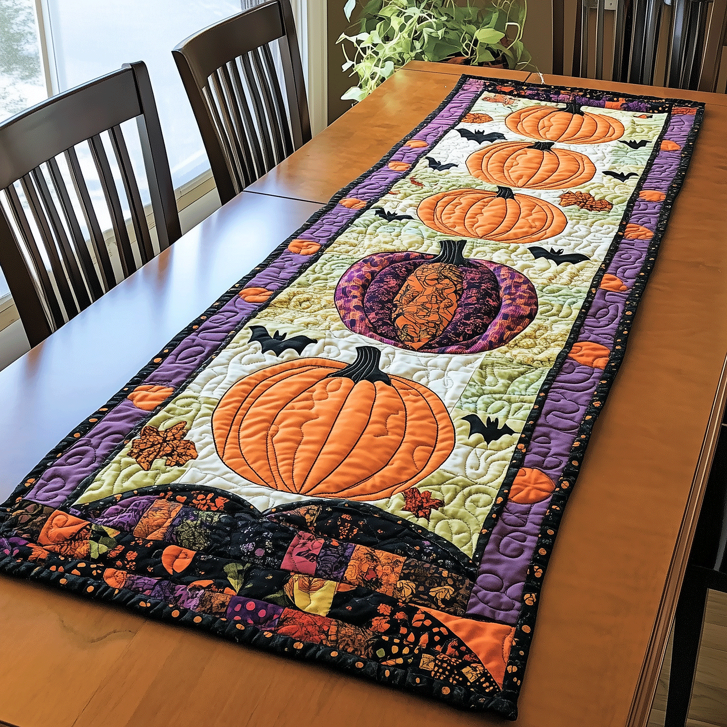 Autumnal Pumpkin Quilted Table Runner Table Runner For Dining Table Halloween Goodie Ideas