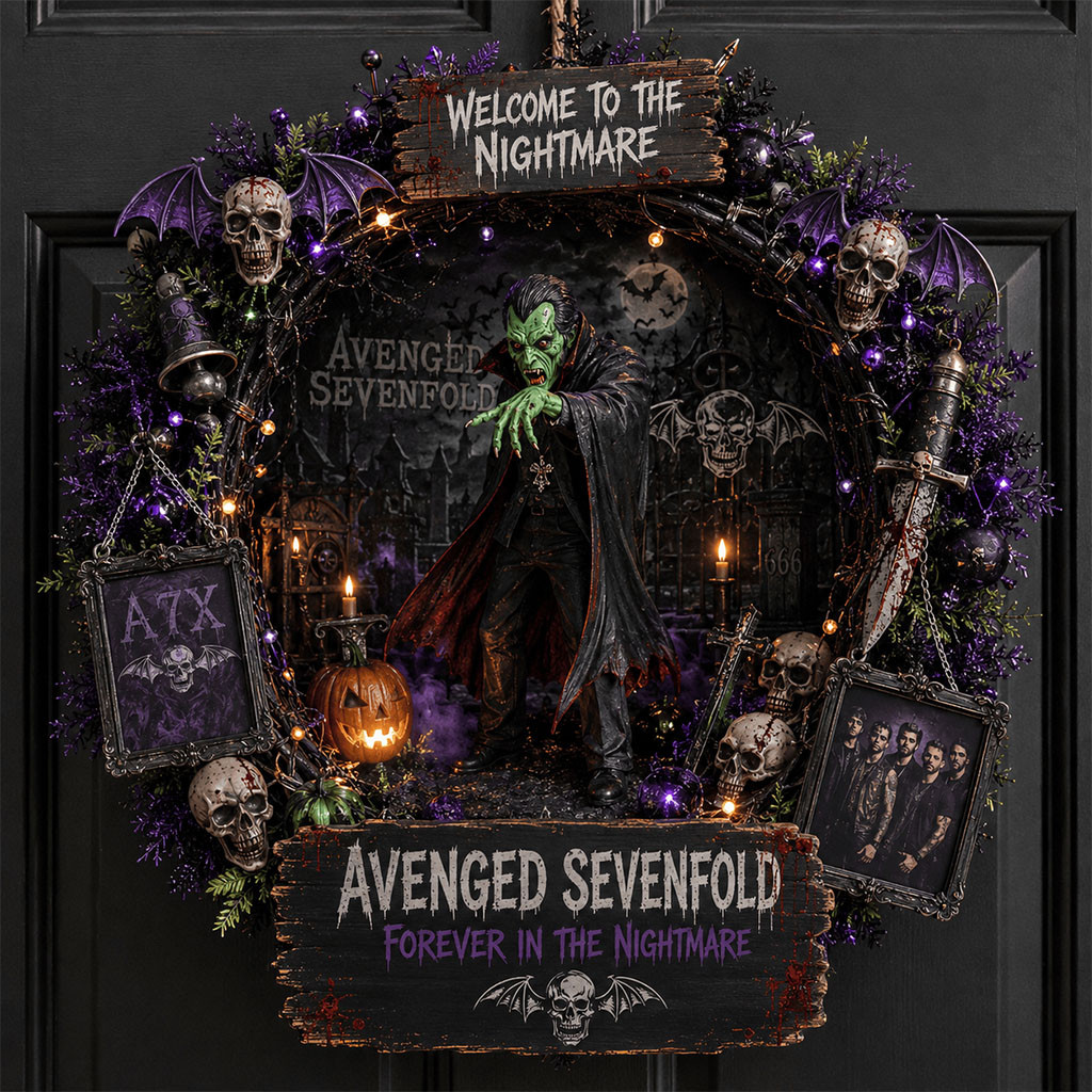 Avenged Sevenfold Halloween Door Sign Forever In The Nightmare Wreath Gift For Band Fans