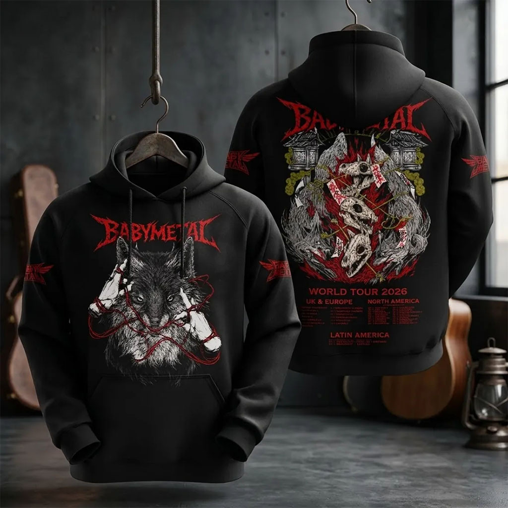 Babymetal 2026 World Tour Wolf Mascot Black Hoodie BABYMETAL Merch Gifts For Band Fans Babymetal 2026 World Tour Wolf Mascot Black Hoodie BABYMETAL Merch Gifts For Band Fans