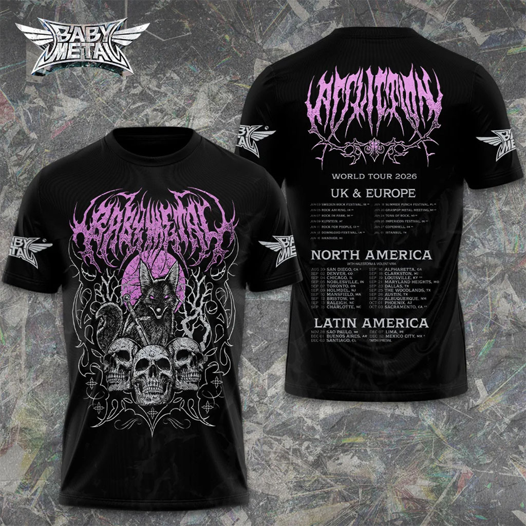 Babymetal World Tour 2026 Skull T-Shirt Babymetal Merch Gifts For Music Lovers