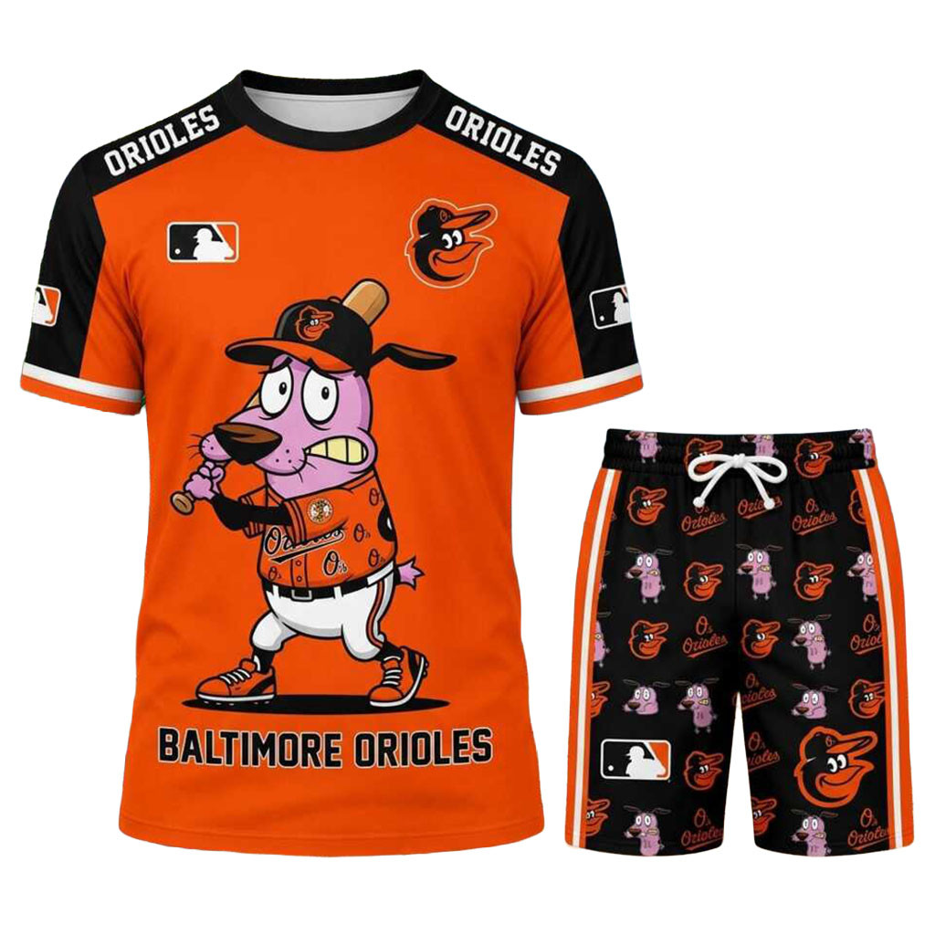 Baltimore Orioles Courage The Cowardly Dog Shirt And Shorts Set Baltimore Orioles Merch Gifts