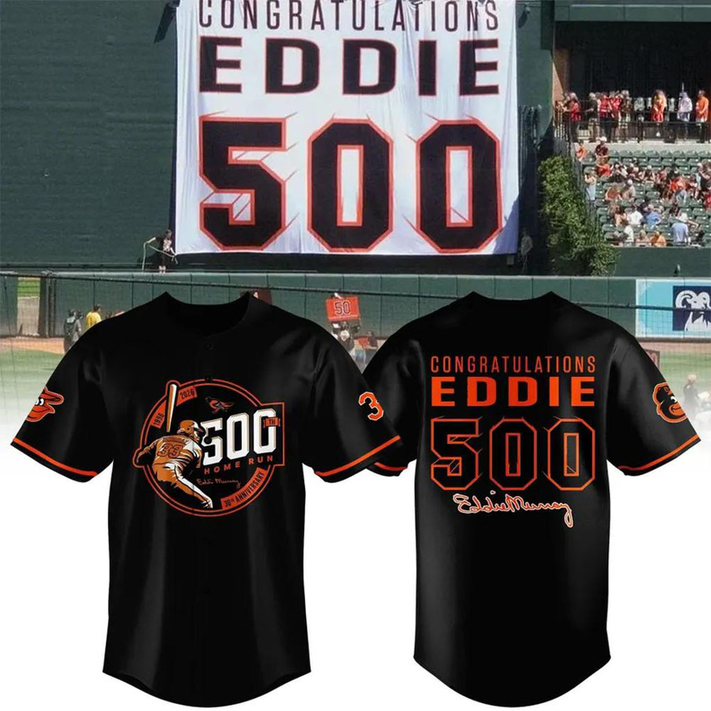 Baltimore Orioles Eddie Murray 500 Home Run Anniversary Baseball Jersey Eddie Murray Merch Black