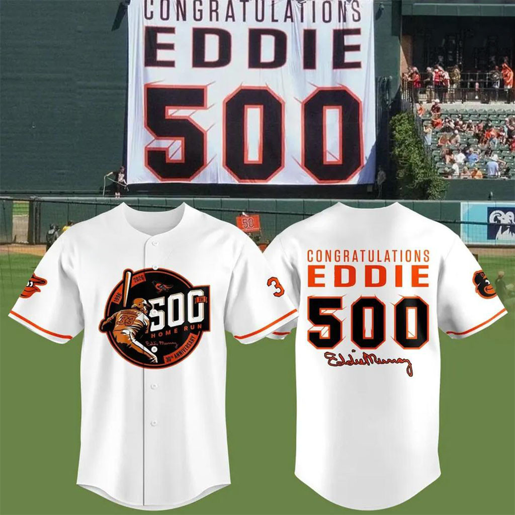 Baltimore Orioles Eddie Murray 500 Home Run Anniversary Baseball Jersey Orioles Merch White