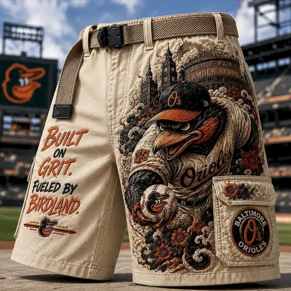 Baltimore Orioles Merch Built On Grit Fueled By Birdland Shorts Gift For Baseball Fans