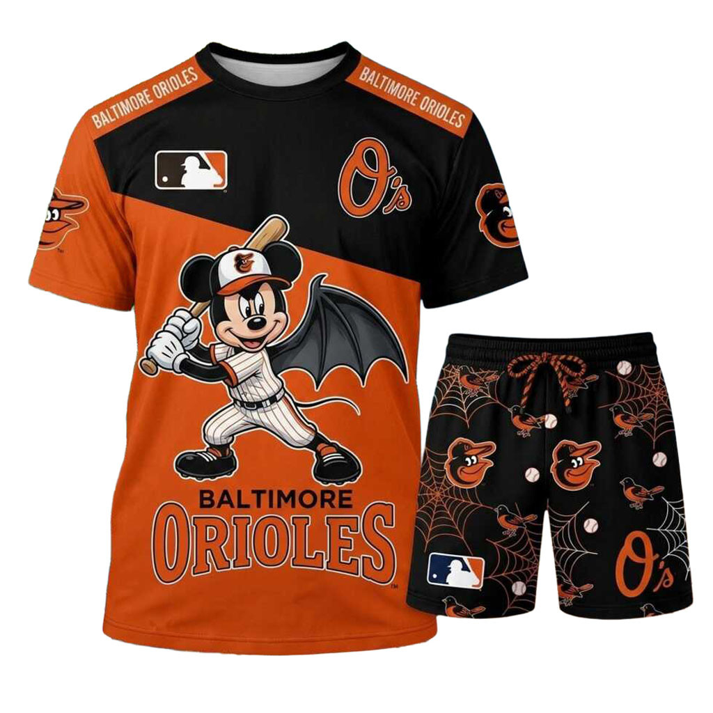 Baltimore Orioles Mickey Mouse Vampire Halloween Shirt And Shorts Baltimore Orioles Merch Gifts