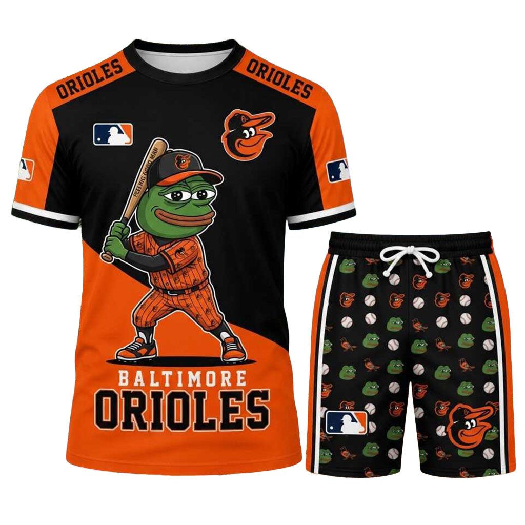 Baltimore Orioles Pepe Frog Shirt And Shorts Set Baltimore Orioles Merch Baseball Fan Apparel