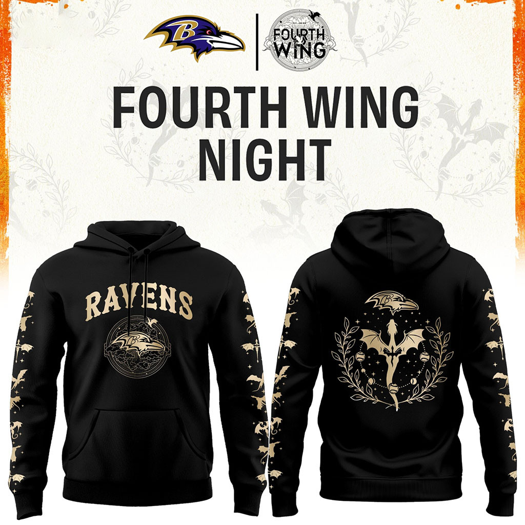 Baltimore Ravens Dragon Wing Fantasy Night 2026 Black Hoodie Baltimore Football Merch Gifts