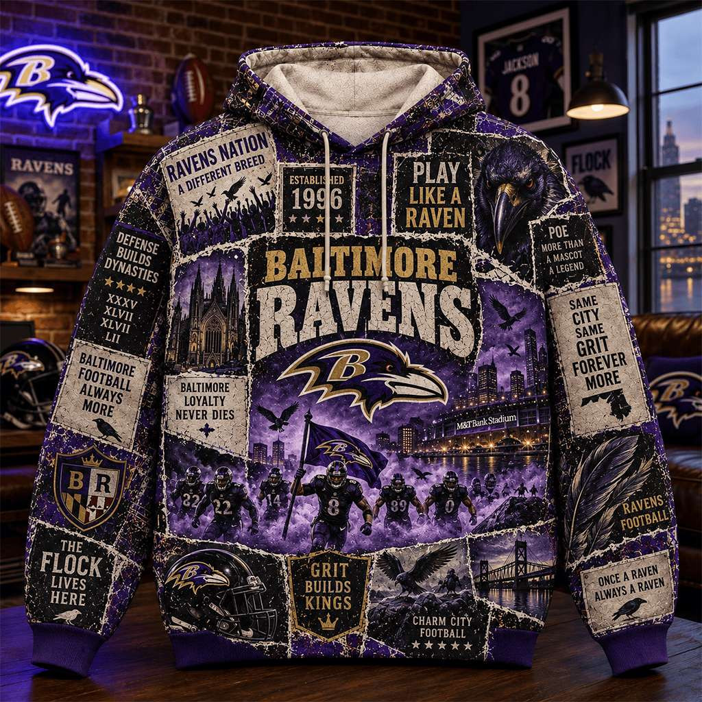 Baltimore Ravens Merch Play Like A Raven Hoodie Best Gifts For Football Fans