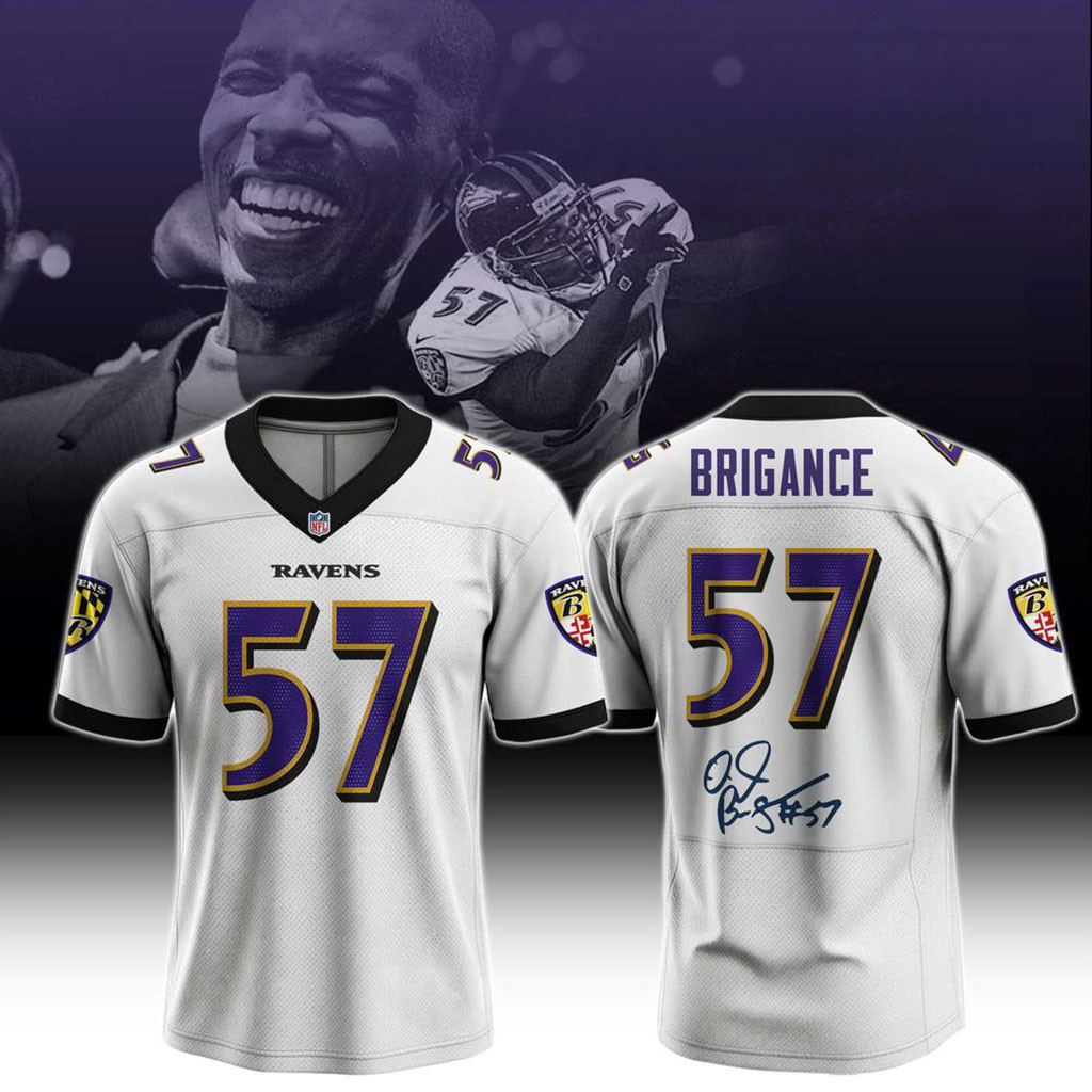 Baltimore Ravens OJ Brigance #57 In Loving Memory Jersey RIP OJ Brigance Merch Tribute Gifts