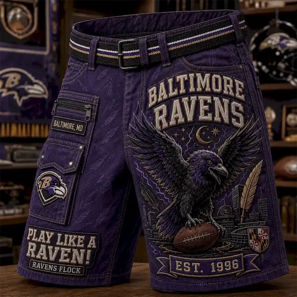 Baltimore Ravens Play Like A Raven Shorts Baltimore Ravens Merch Football Gift For Him