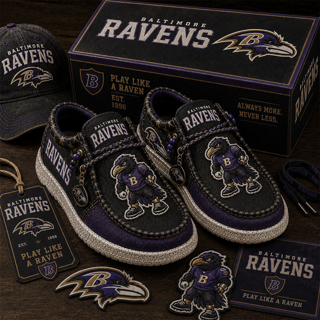 Baltimore Ravens Shoes Play Like A Raven Loafers Baltimore Ravens Merch Gift For Football Fans