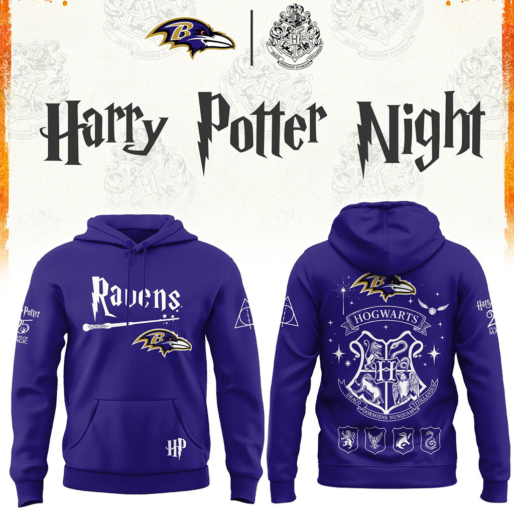 Baltimore Ravens x Harry Potter 25th Anniversary Hoodie 2026 Ravens Merch Gifts For Him Baltimore Ravens x Harry Potter 25th Anniversary Hoodie 2026 Ravens Merch Gifts For Him