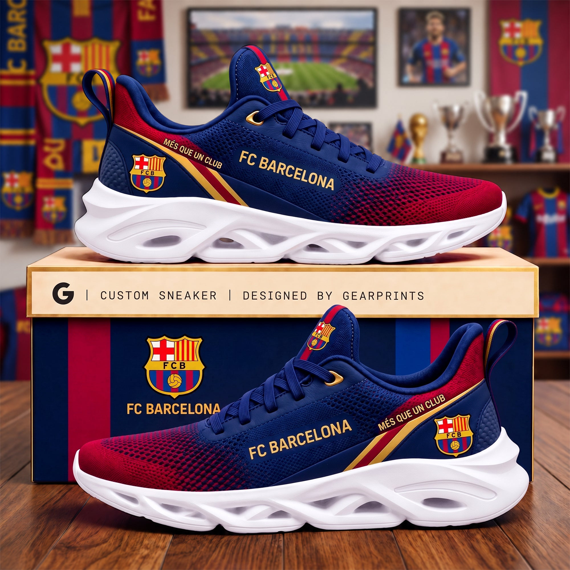 Barca FC 2026 Mes Que Un Club Shoes Sneakers FC Barcelona Merch Present For Soccer Fans Barca FC 2026 Mes Que Un Club Shoes Sneakers FC Barcelona Merch Present For Soccer Fans