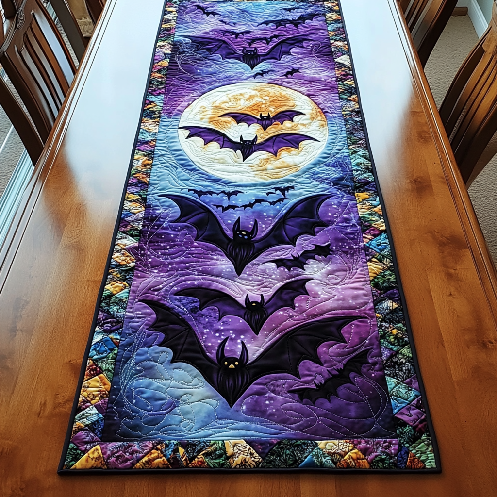 Bat Horizon Quilted Table Runner Dinner Table Runner Halloween Themed Presents