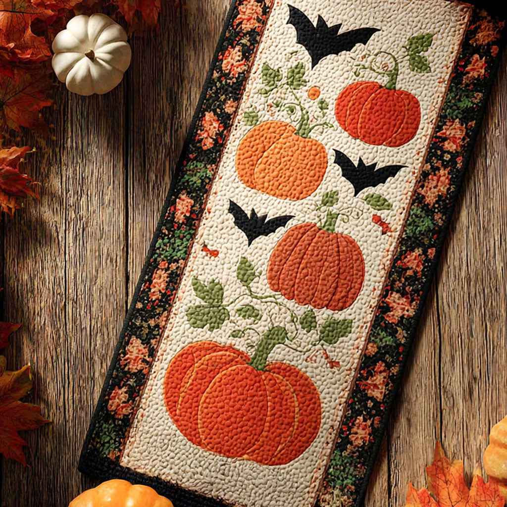 Batkin Patch Quilted Table Runner Autumn Table Runner Best Halloween Gifts