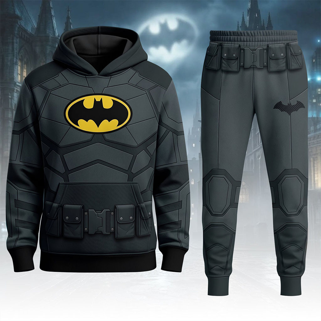 Batman Knight Hoodie And Sweatpants Set Superhero Merch Birthday Gift For Brothers