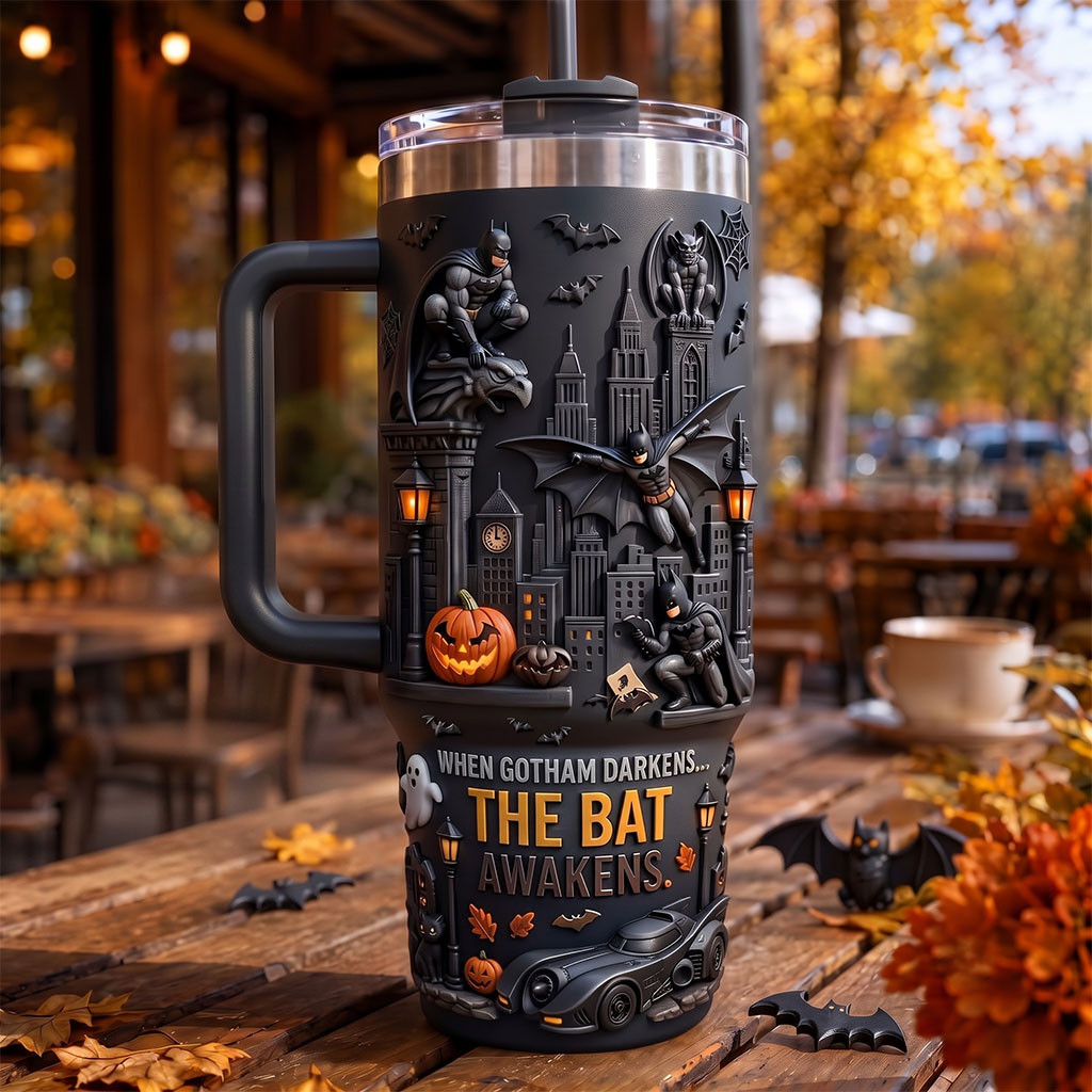 Batman Night Guardian Halloween Dark Knight Tumbler When Gothic Darkens The Bat Awakens Cup