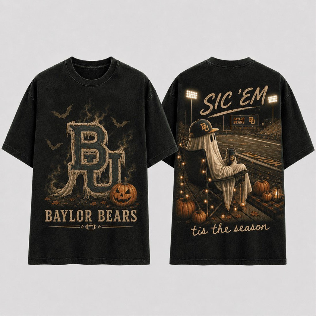 Baylor Bears Halloween Ghost T-Shirt Tis The Season Sic'Em Shirt Baylor Bears Merch Gifts