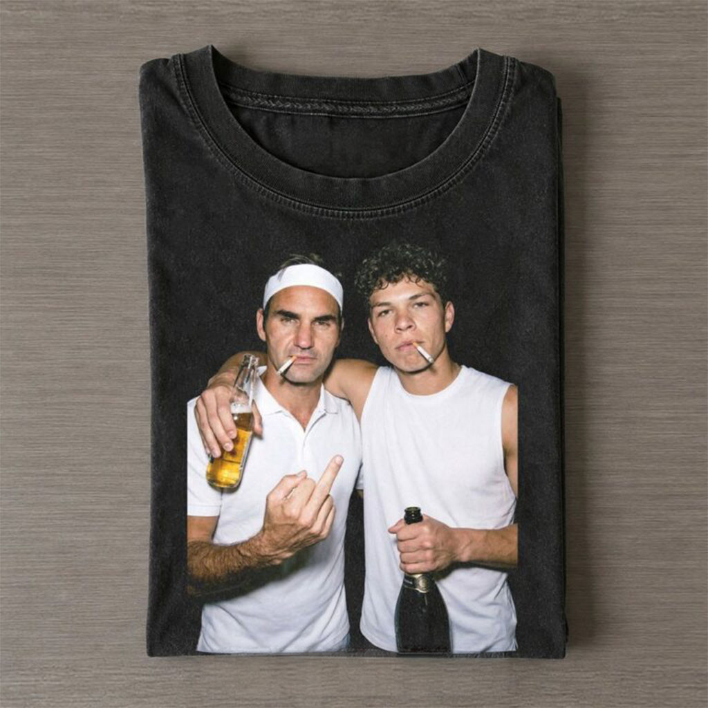 Ben Shelton And Roger Federer 2026 Vintage Drunk Smoke T-Shirt Funny Shirt Gift For Tennis Fans