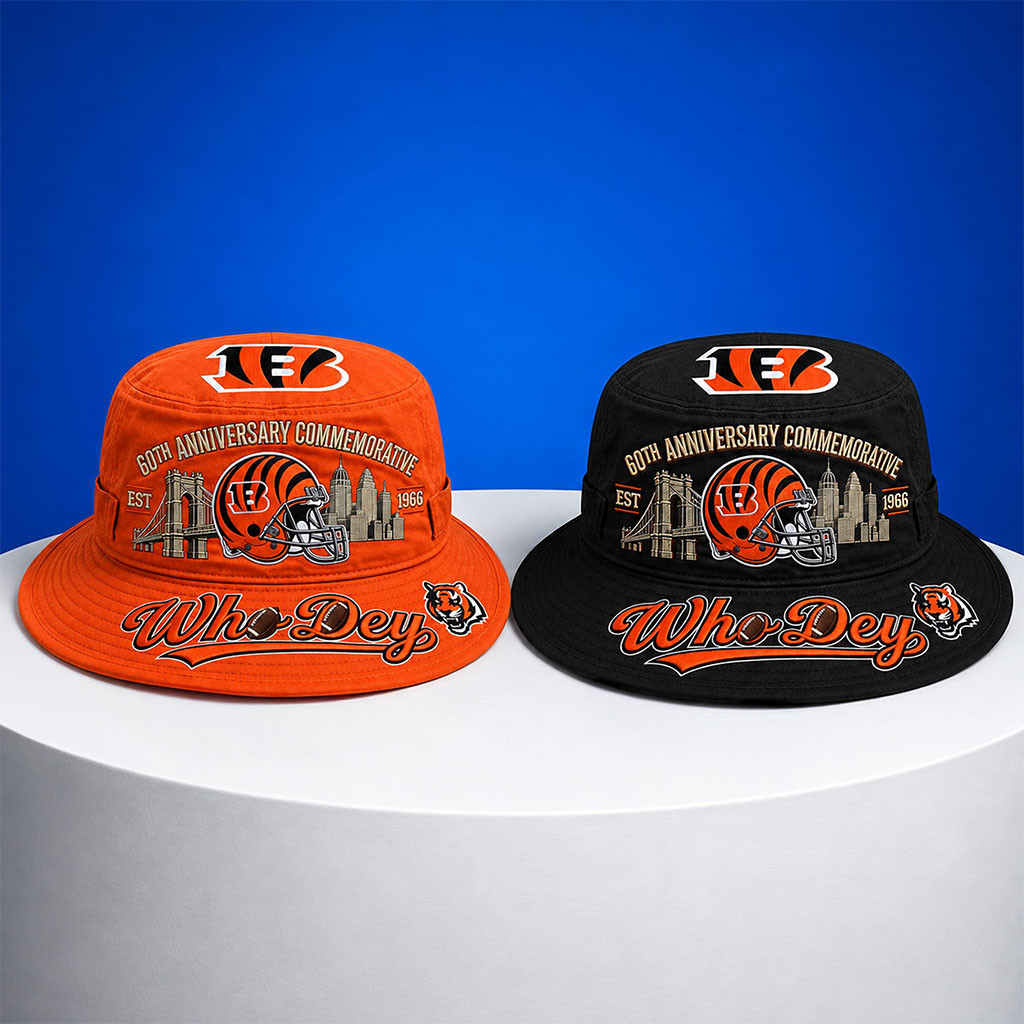 Bengals Who Dey EST 1966 Bucket Hat Cincinnati Bengals Merch Presents For Football Fans