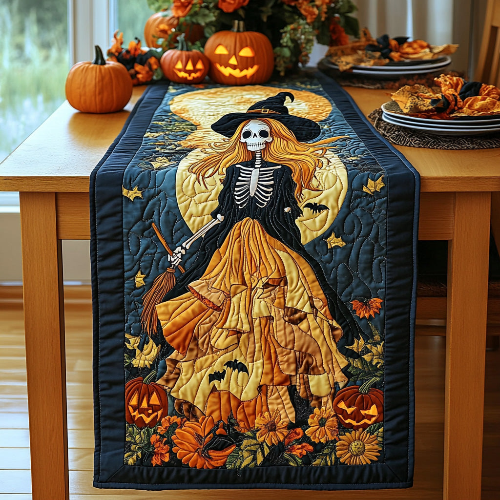 Bewitching Glow Quilted Table Runner Scary Dinner Table Black Cat Themed Gifts