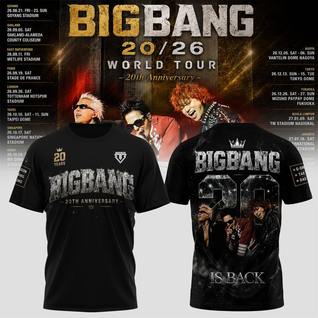 BIGBANG 20th Anniversary World Tour T-Shirt BIGBANG Is Back Merch Kpop Gear Gift For VIP BIGBANG 20th Anniversary World Tour T-Shirt BIGBANG Is Back Merch Kpop Gear Gift For VIP