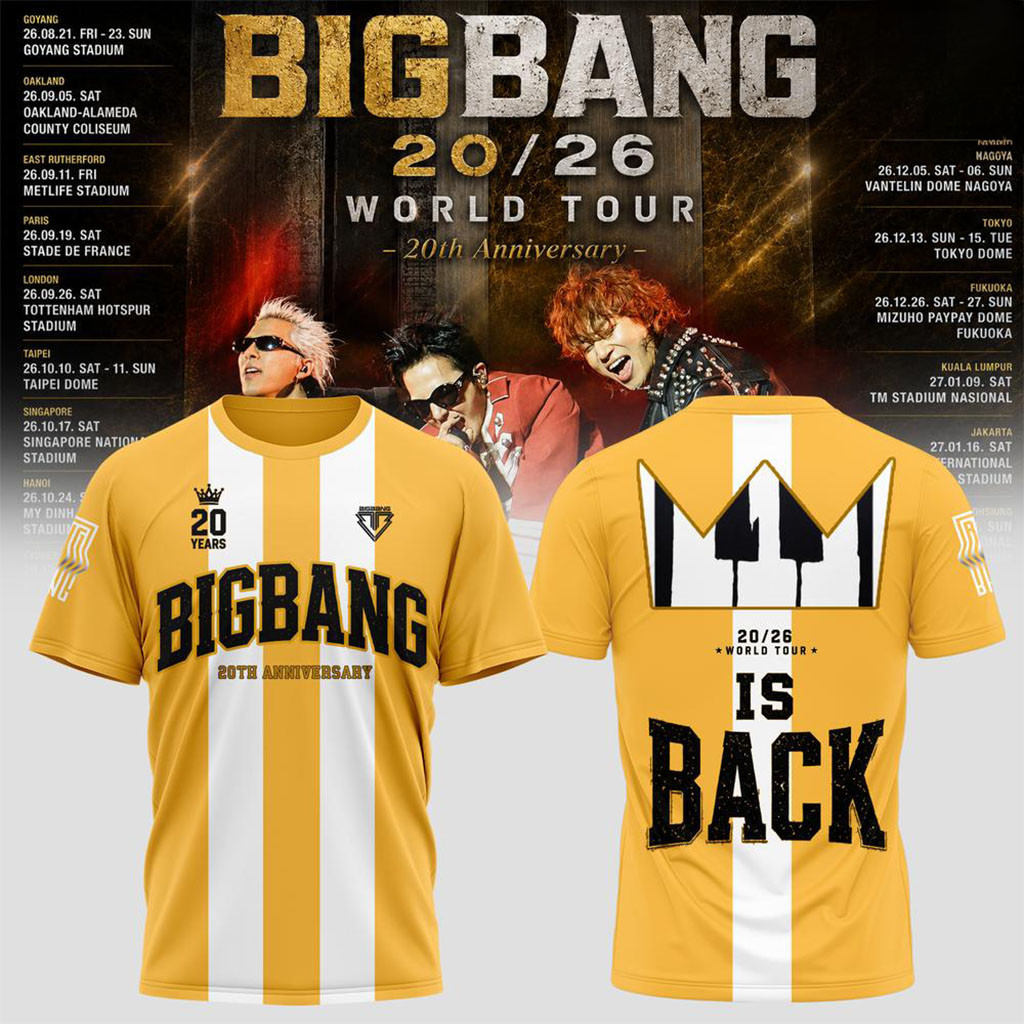BIGBANG Merch 20th Anniversary World Tour T-Shirt 2027 BIGBANG Is Back Shirt VIP Gifts