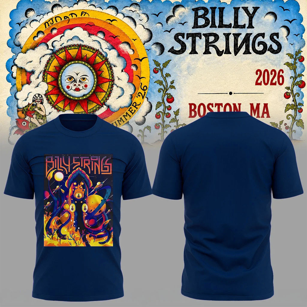 Billy Strings 2026 Boston Poster T-Shirt Art By Arno Kiss Tee Billy Strings Merch Fan Gifts