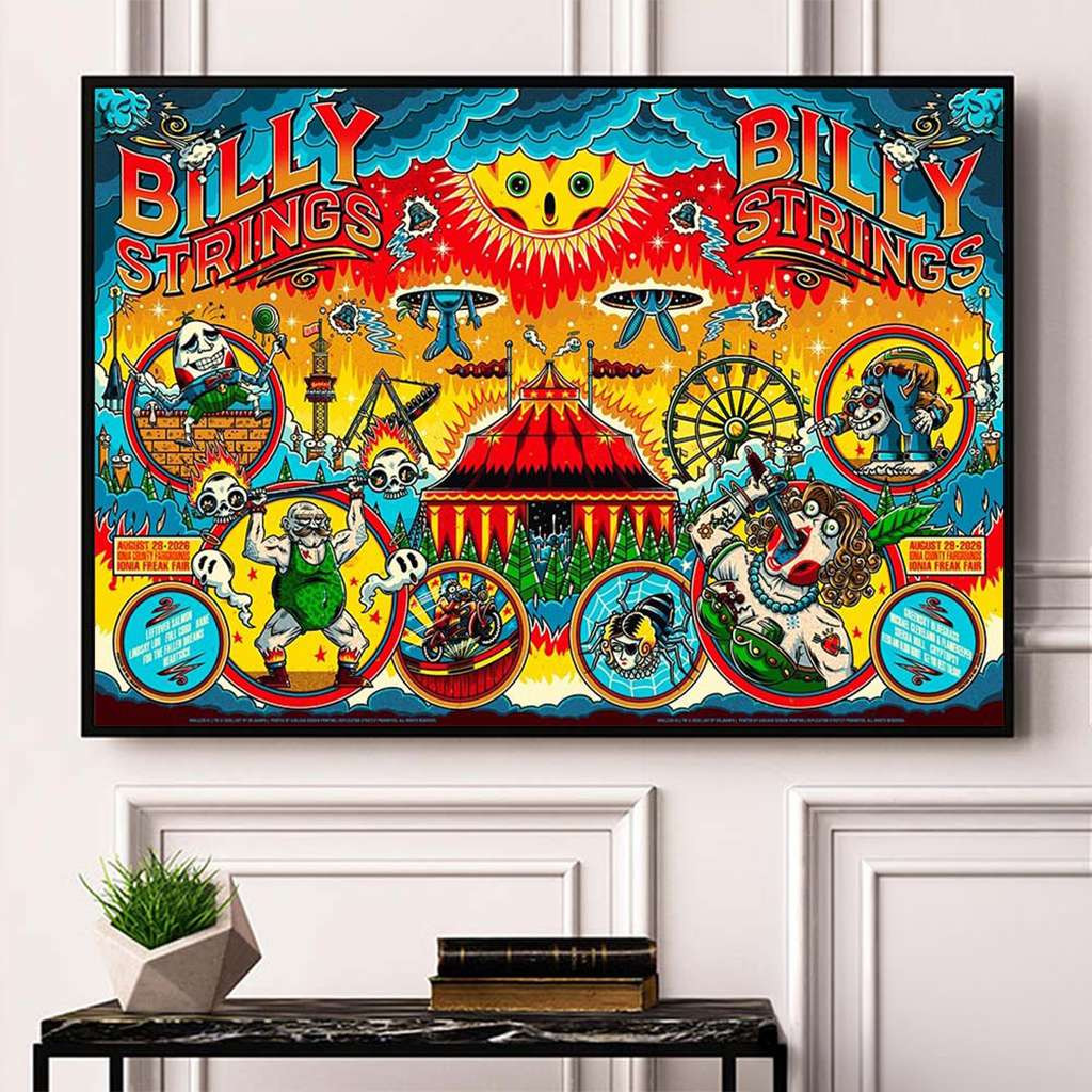 Billy Strings Ionia Freak Fair 2026 Night 1 And 2 Combined Poster Billy Strings Merch Fan Gift Billy Strings Ionia Freak Fair 2026 Night 1 And 2 Combined Poster Billy Strings Merch Fan Gift
