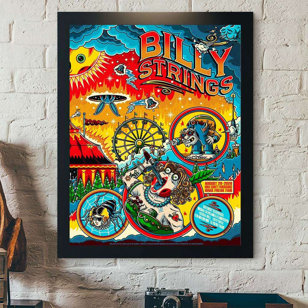 Billy Strings Ionia Freak Fair 2026 Night 2 Poster Billy Strings Merch Wall Art And Decor