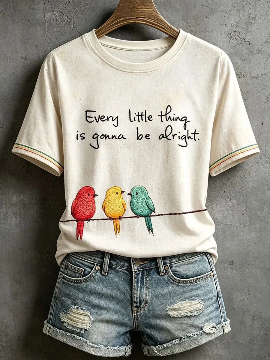 Birds Every Little Thing Is Gonna Be Alright T-Shirt Bob Marley Inspired Apparel BFF Gifts
