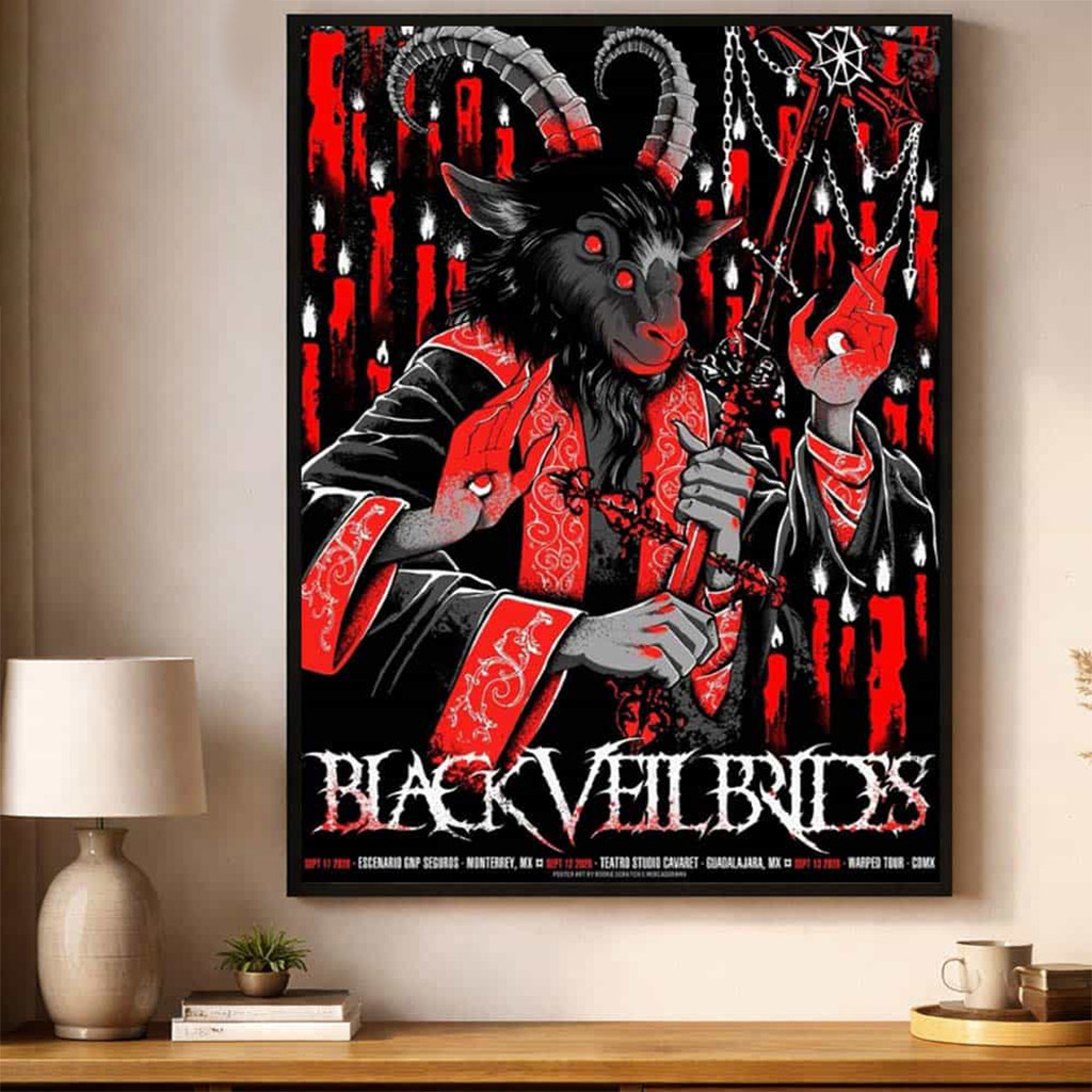 Black Veil Brides Mexico Show Poster 2026 From Sept 11 To Sept 13 2026 Demon Goat Poster Decor Black Veil Brides Mexico Show Poster 2026 From Sept 11 To Sept 13 2026 Demon Goat Poster Decor