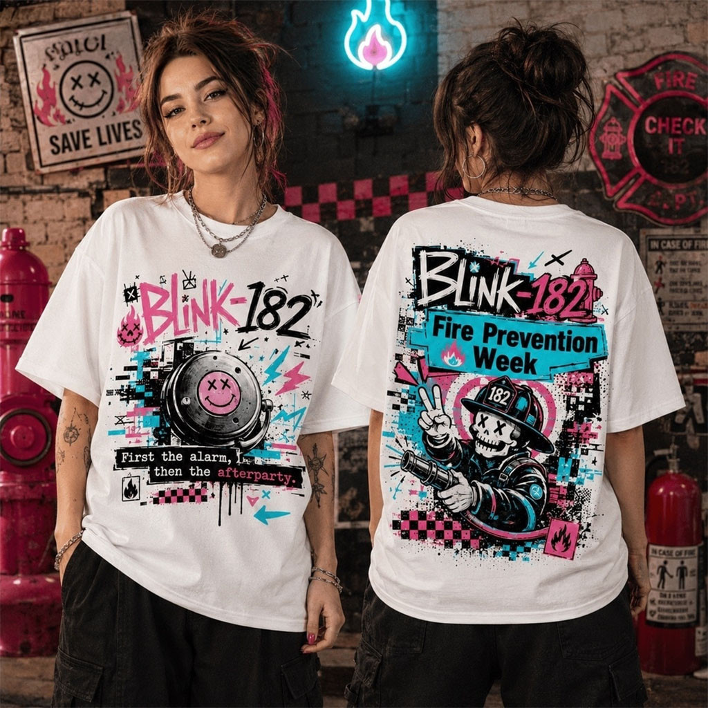 Blink 182 Fire Prevention Week Pop Punk T-Shirt Blink 182 Merch Gift Ideas For Music Lovers