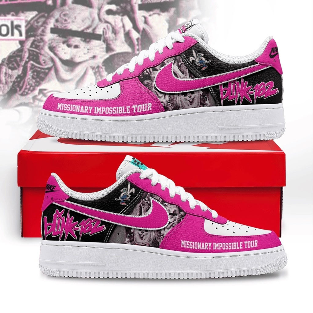 Blink 182 Missionary Impossible Tour Pink Punk Rock Graphic Sneakers Blink 182 Merch Gifts