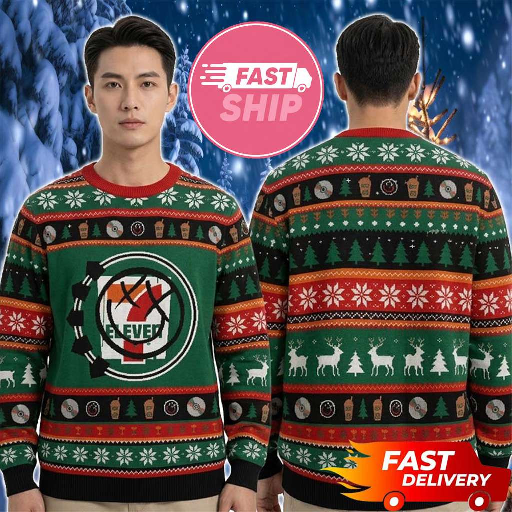 Blink 182 x 7 Eleven Smiley Face 2026 Christmas Collections Ugly Sweater Blink 182 Merch Blink 182 x 7 Eleven Smiley Face 2026 Christmas Collections Ugly Sweater Blink 182 Merch