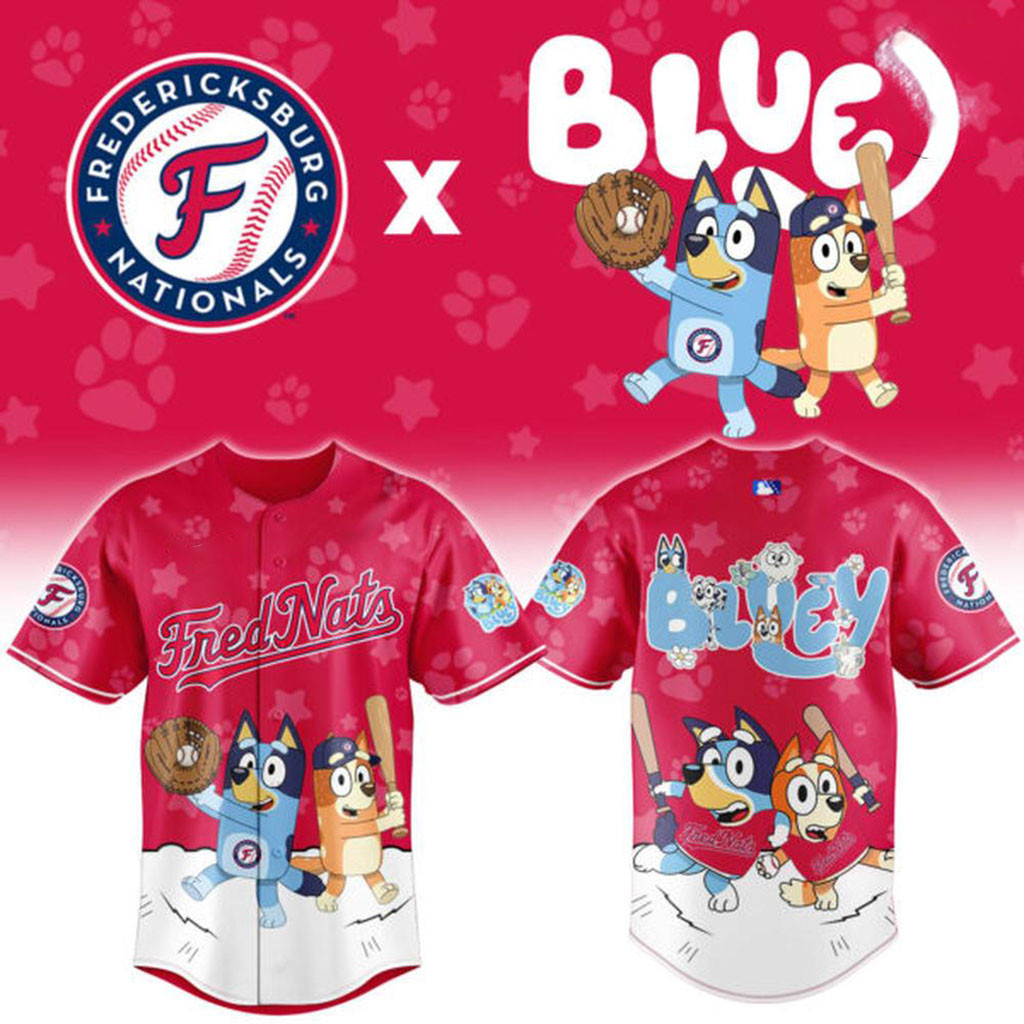Bluey Night X Fredericksburg Nationals Baseball Jersey FredNats Merch Gift For Baseball Lovers
