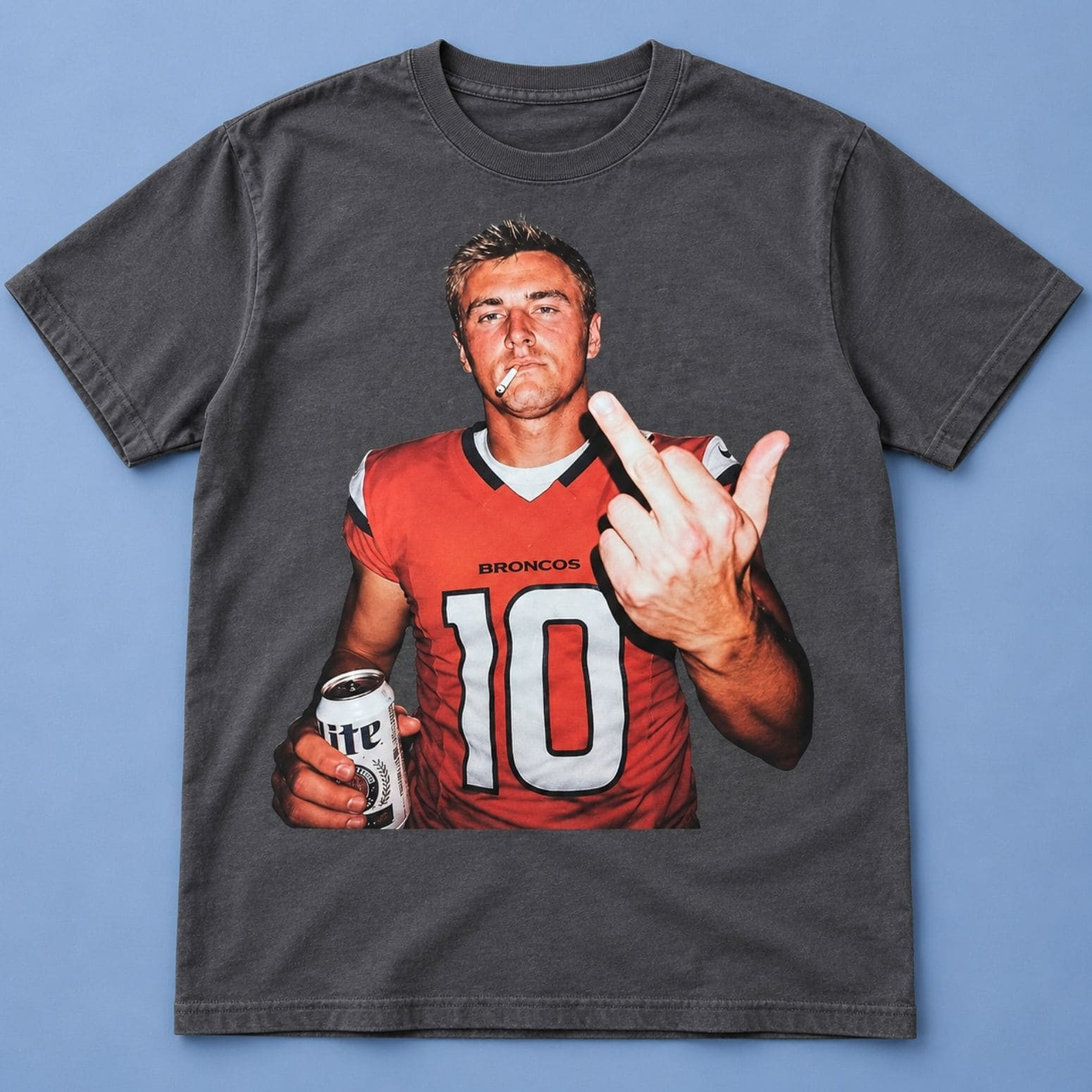 Bo Nix Miller Lite Middle Finger Shirt Denver Broncos Merch Presents For Football Fans