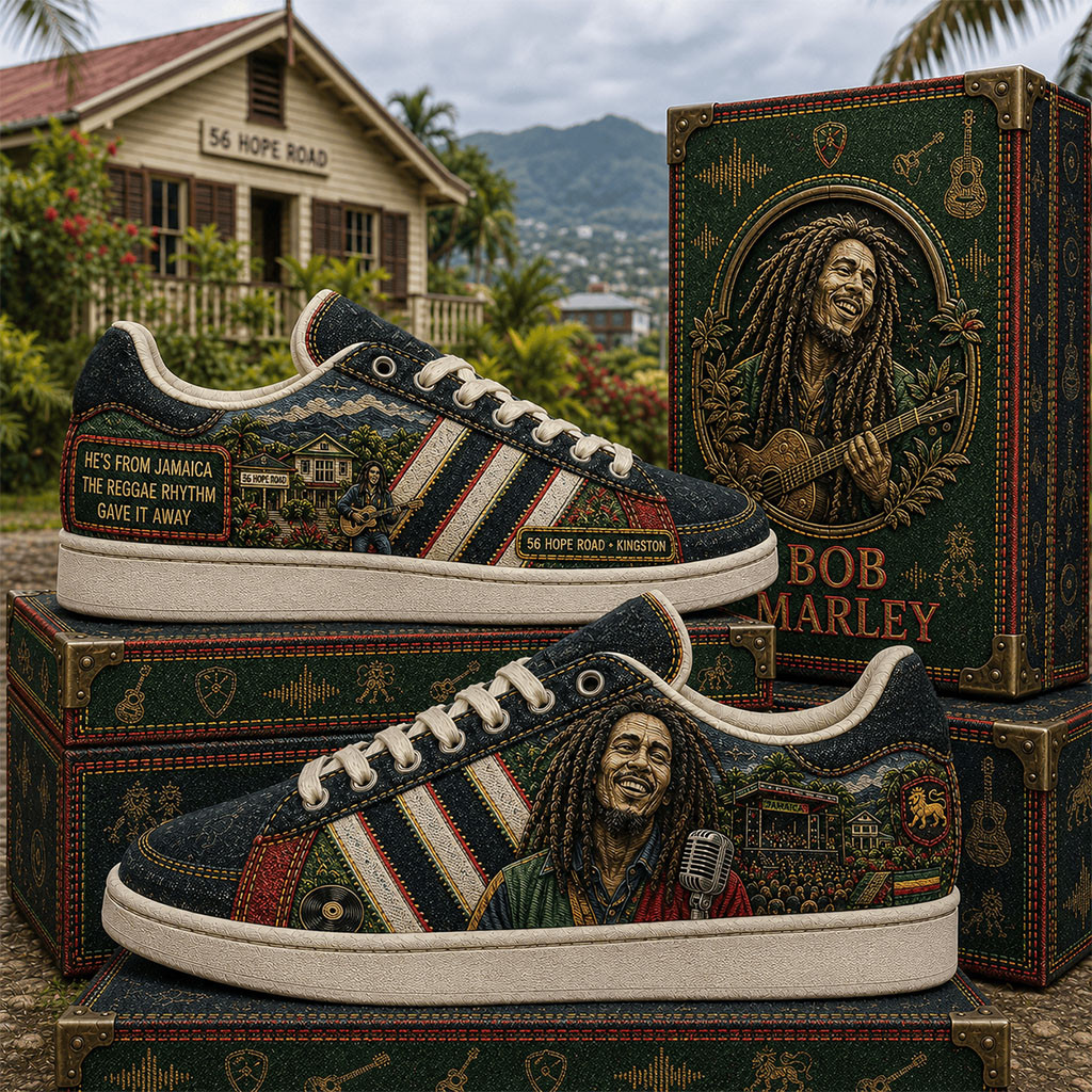 Bob Marley He's From Jamaica The Reggae Rhythm Gave It Away Shoes Bob Marley Merch Fan Gifts