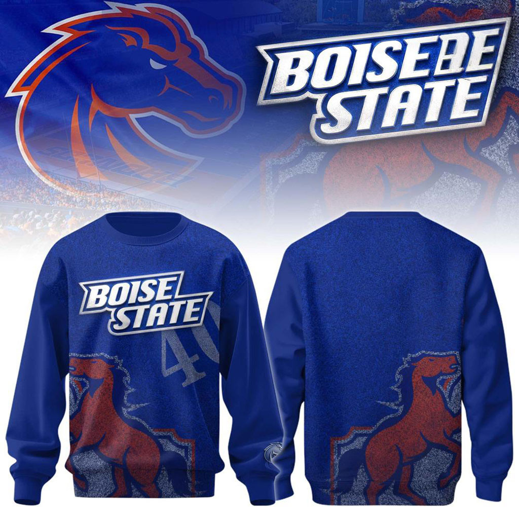 Boise State Broncos Helmet Inspired Crewneck Sweatshirt Boise State Broncos Merch Fan Gifts