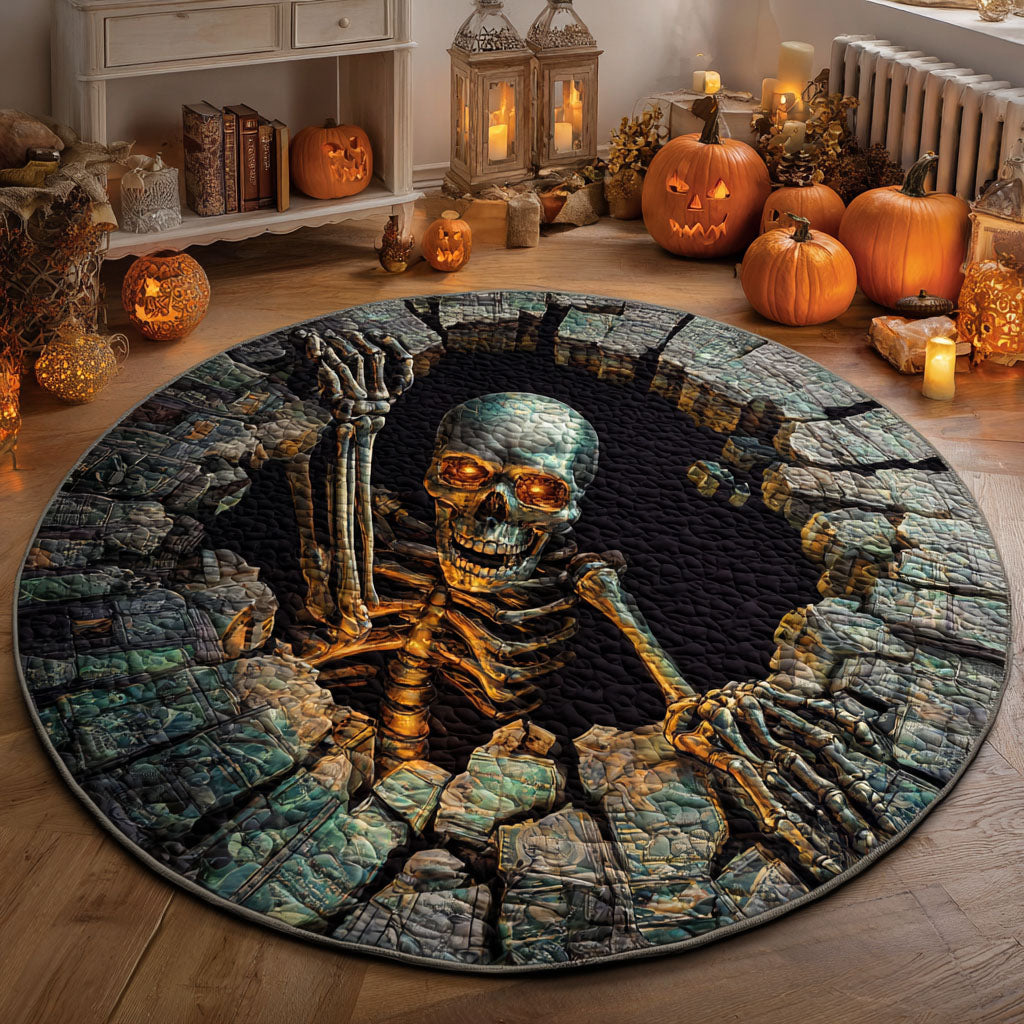 Bone Riser Quilted Round Mat Floor Mat Round Good Gifts For Halloween