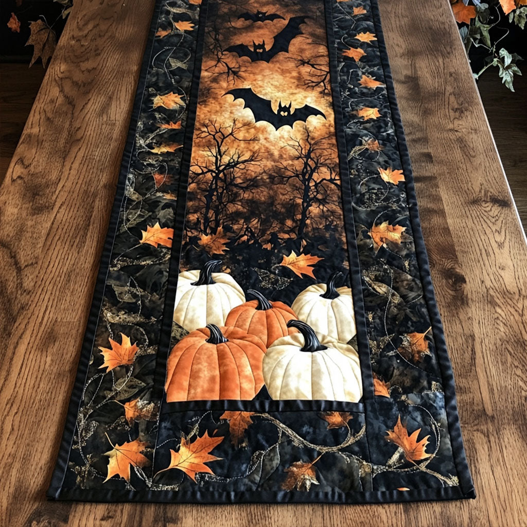 Boo Bat Pumpkin Quilted Table Runner Dining Room Table Decor Halloween Family Gifts