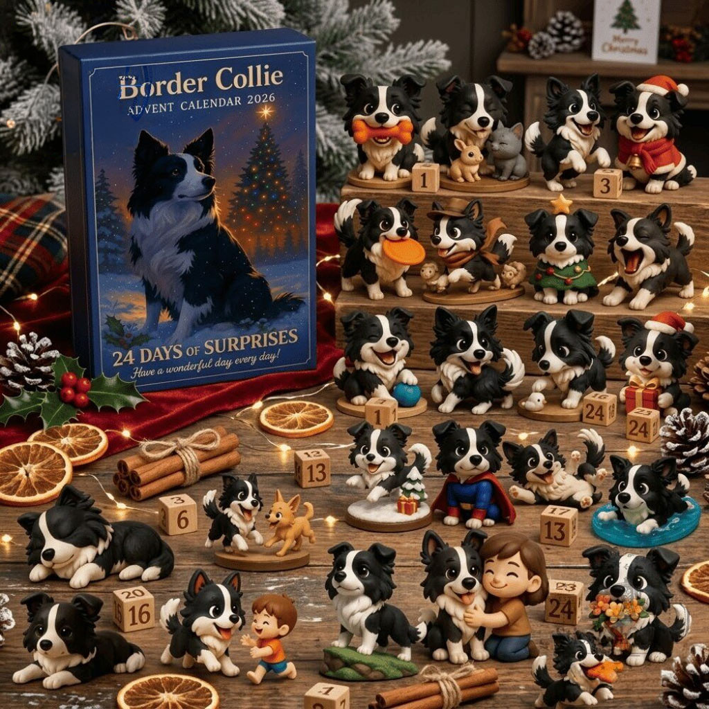 Border Collie Advent Calendar 2026 Christmas Ornaments Holiday Decor Gift For Dog Lovers
